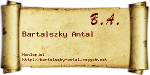 Bartalszky Antal névjegykártya
